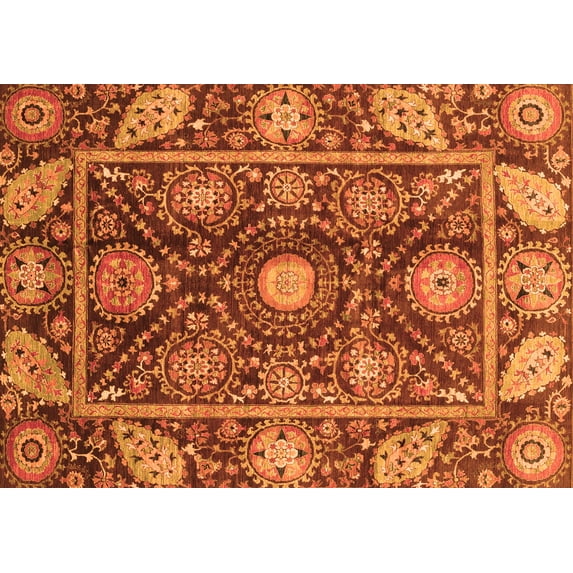 Ahgly Company Indoor Rectangle Oriental Orange Traditional Area Rugs, 4' x 6'