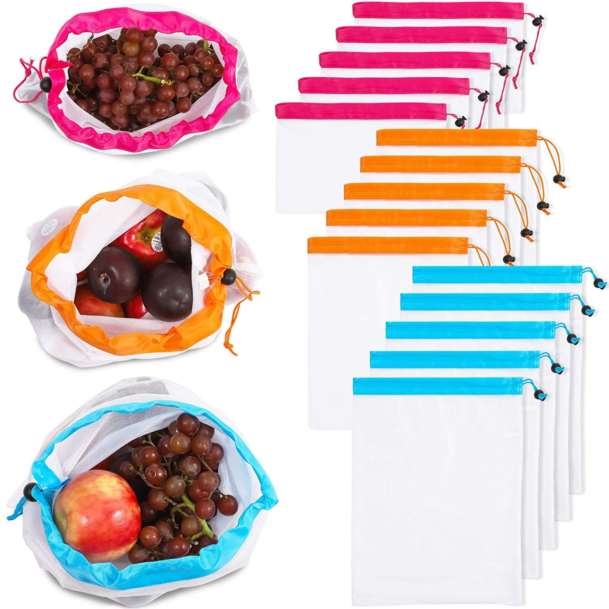 18Pack Reusable Mesh Produce Bags, Washable Food Fruit Vegetable