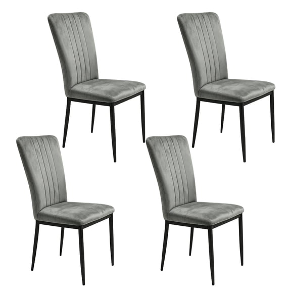 ECOBUY Dining Chairs Set of 4 Dark Gray Velvet Upholstered with Metal Legs Adjustable Feet 16.1 in Seat