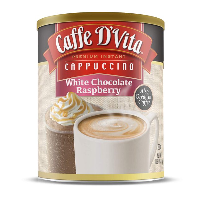 Bebida Caffè D'Vita Cappuccino Instantáneo de Chocolate Blanco y Frambuesa 453 g