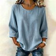 thumbnail image 2 of jjayotai Cotton Linen Tops for Women Crew Neck Loose Fit Long Sleeve Shirts Casual Fall Blouses Work Weekend Travel, 2 of 6