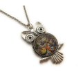 thumbnail image 6 of Steampunk Owl Necklace, Gift for Women, Silver Zinc Alloy Setting, Made in the USA, Gears and Gems, Owl Pendant, Unique Jewelry, 6 of 8