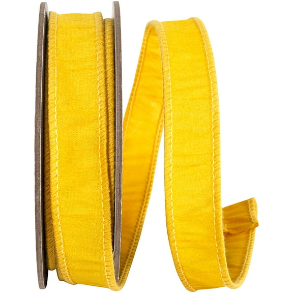 Ribbon - Dupioni Supreme Wired Edge, Golden Yellow, 7/8 Inch, 10 Yards