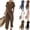 26# Coffee, variant on Two Piece Outfit for Women Wrap V Neck Short Sleeve Top and Cropped Harem Pants Casual Workwear Office Tracksuit with Pockets Coffee S