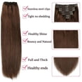 thumbnail image 5 of Human Hair Clip in Hair Extensions, 8 Pcs 120g/Set Brown Color Human Hair Extensions 16-26 Inch Straight Brazilian Remy Hair Clip in Hair Extensions, 5 of 7