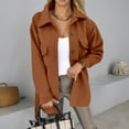 thumbnail image 4 of Huowey Womens Overcoat Button Down Long Sleeve Lapel Wool Coat With Belt Elegant Solid Color Oversized Fashion Jacket Mid Length Comfort Outwear,Coffee,XXL, 4 of 7