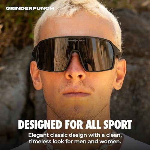 Grinderpunch Polarized Sports Sunglasses Cycling Baseball Running Ski Softball Fishing Pickleball Glasses Men Women - Black