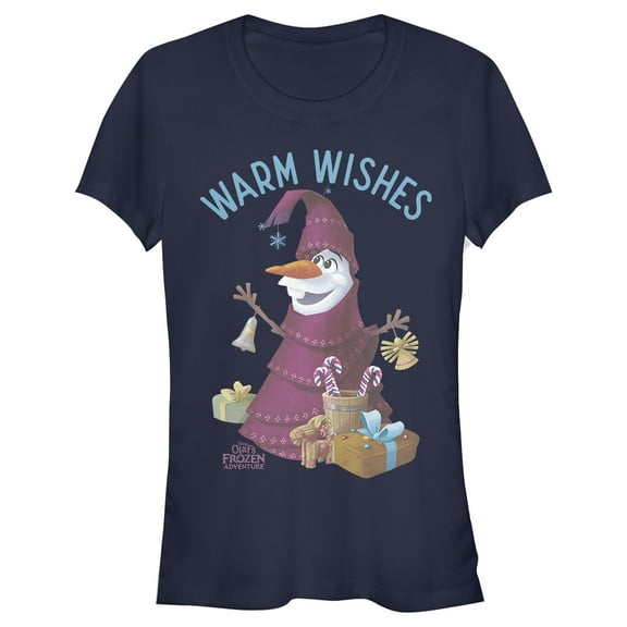 Junior's Frozen Christmas Olaf Wishes Graphic Tee Navy Blue Small