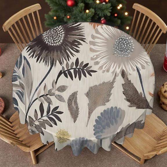 RKSupls Round Tablecloth - Vintage Floral Collage Print,  Holiday-Themed Design Machine-Made  Stain Resistant & Washable Decor, Wedding, Party, Home Dining