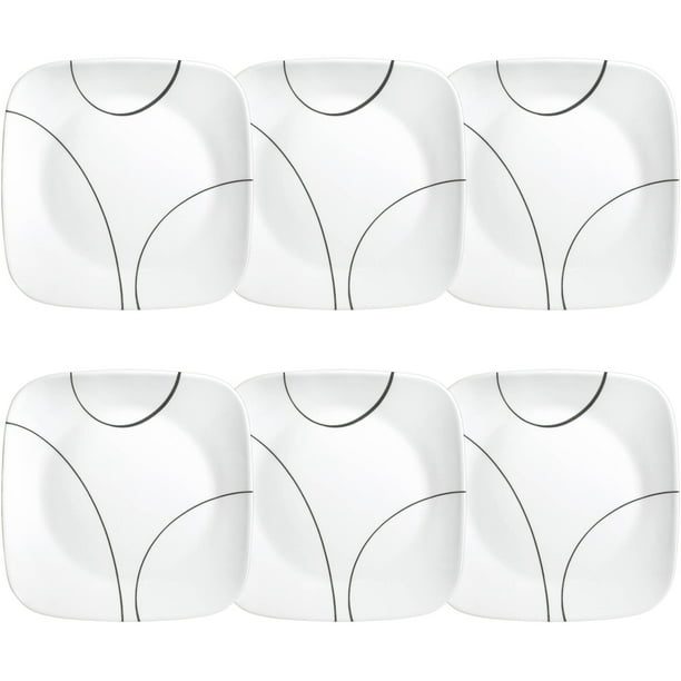 Corelle Square Simple Lines 9" Lunch Plate, Set of 6