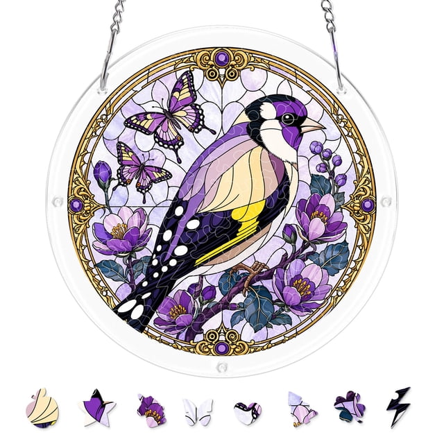 CaiYueKe Acrylic Puzzle Pendant Sunshade Window Hanging Plate Decorative Home Decor Stained Glass Style Window Art for Privacy Sun Protection Indoor Outdoor Window Decor Modern Hanging Ornament