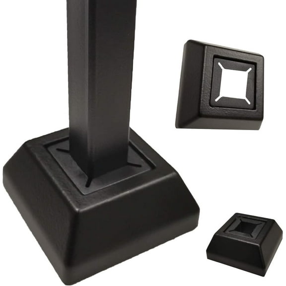 Affordable Stair Parts- Modern Flat Shoes for 1/2" Iron Balusters (10-Pack) Railing Shoes for 1/2" Square Metal Spindles NO Set Screw (Real Satin Black NOT Matte or Flat Color)