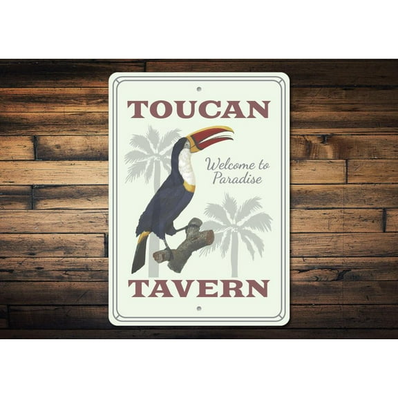 Toucan Tavern Novelty Sign, Metal Wall Decor - 10x14 inches