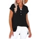 thumbnail image 5 of Eres Más Que una Camisa de Puntuación de Prueba Estilo Casual de Manga Corta de las Mujeres V Cuello Blusa Superior, Camisas de Manga Corta para las Mujeres Pullover de Botón Casual, 5 of 5