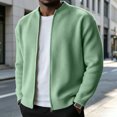 thumbnail image 4 of Mens Full Zip Cardigan Sweater Casual Mock Neck Ribbed Knitted Winter Chunky Sweaters, M, 4 of 5