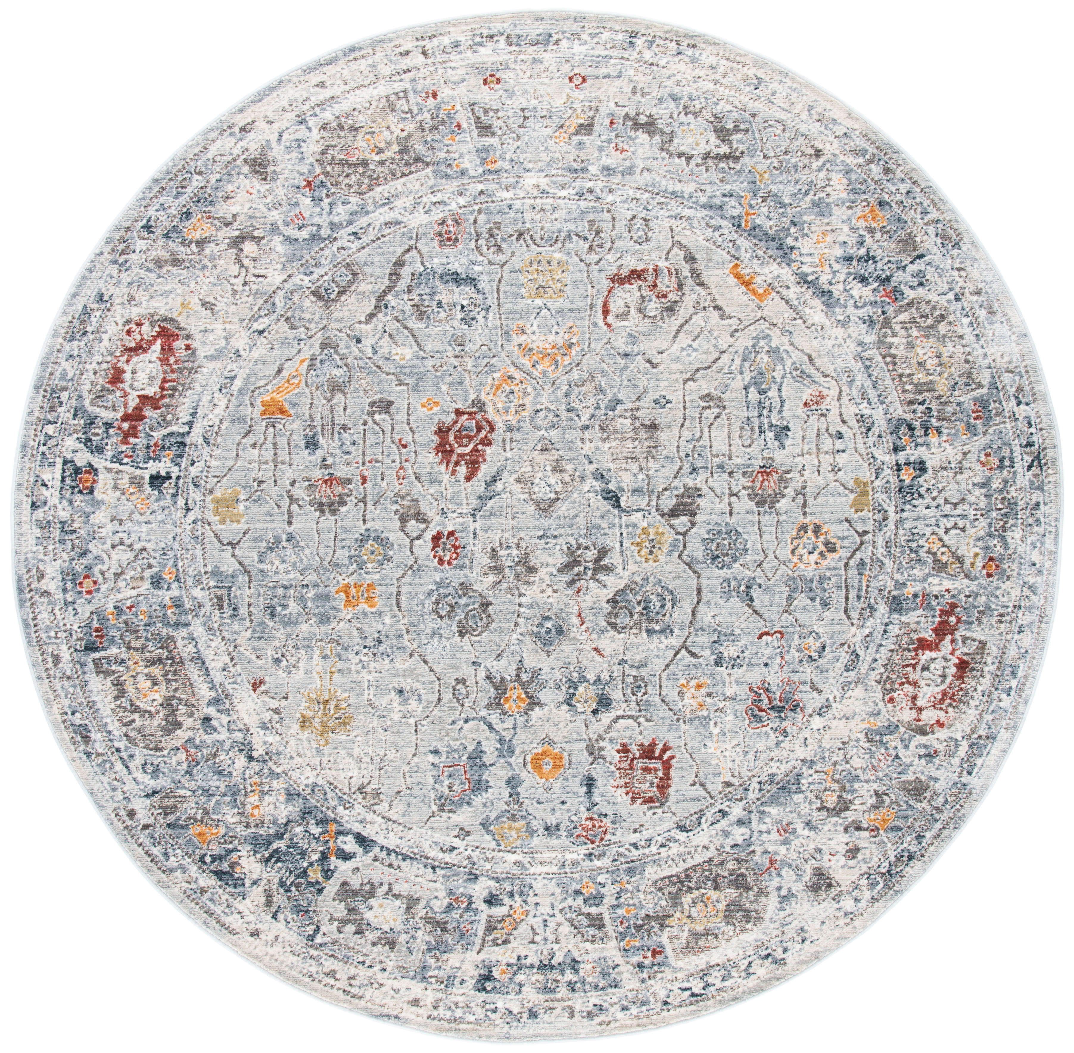 Safavieh History Keiran Distressed Area Rug, Light Gray/Gold, 6'7" x 6'7" Round