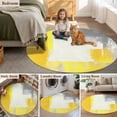 thumbnail image 5 of Yellow Grey Round Area Rug 3.3 FT, Non Slip Small Entryway Kitchen Mat, Abstract Oil Painted Geometric Modern Washable Soft Circular Rug Non-Shedding Door Mat for Bathroom Playroom Kids Room, 5 of 9