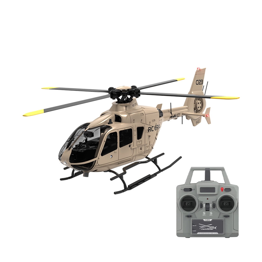 RC-ERA C123 EC135 RC Helicopter 6CH Brushless Direct Drive Aircraft with Optical Flow Positioning, Altitude Hold, 6 Axis Gyro, 3D Roll, 2.4G Remote Control RTF for Adult Beginners - 4PCS Battery