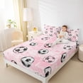 thumbnail image 3 of Castle Fairy Pink Soccer Print King Sheets 4pcs, Vintage Sport Ball Bedding, Pink Black White,1 Fitted Sheet, 1 Flat Sheet and 2 Pillowcases, 3 of 6