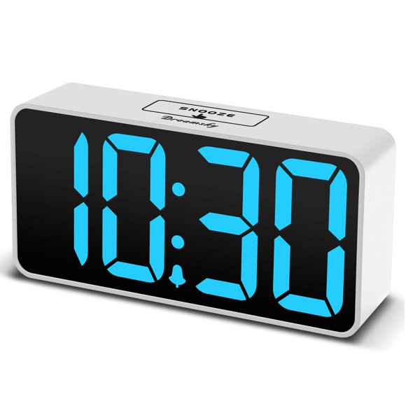 DreamSky Small Digital Alarm Clock for Bedroom, Large Big Numbers Display with Brightness Dimmer, Electric Bedside Desk Clock with USB Charging Port, Adjustable Alarm Volume, 12/24Hr, Snooze