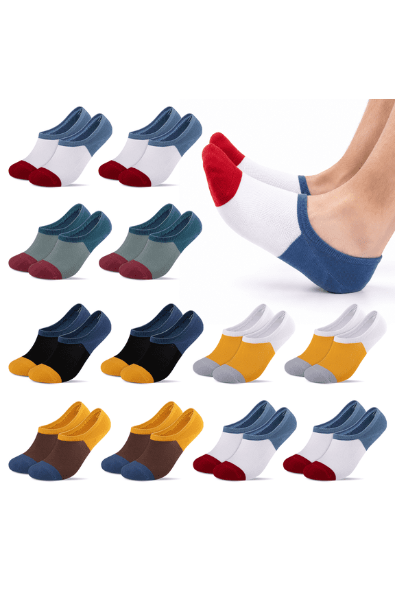 Mens 12 Pairs No Show Socks Low cut Invisible Non Slip Thin Socks for Men
