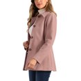 thumbnail image 4 of Abrigo de una sola botonadura con cuello Peter Pan para mujeres Inspire Chic XL Rosa, 4 of 5