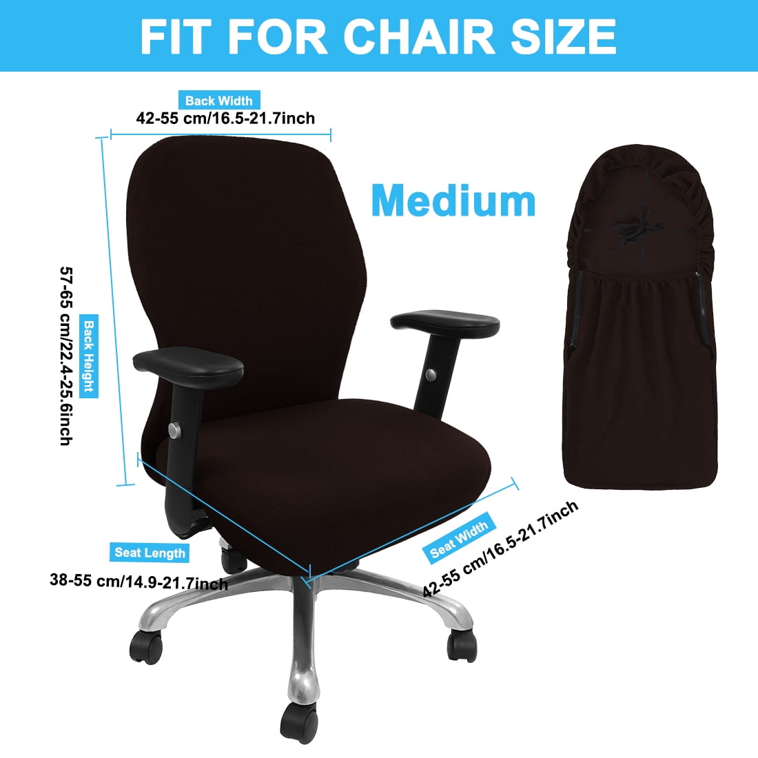 Unique Bargains Stretch Office Chair Cover Armchair Protector Slipcovers Coffee Color M