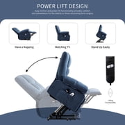 JONPONY Power Lift Recliner Chair Recliners for Elderly with Heat and Massage Recliner Chair for Living Room with Infinite Position and Side Pocket,USB Charge Port,Blue