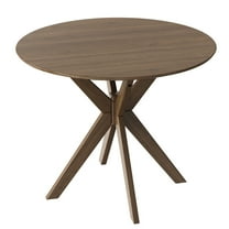 Costway Modern Round Wood Dining Table 35'' W/ Solid Wood Legs& Base for Home, Office