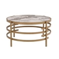 thumbnail image 4 of Miekor Furniture 32.48" Round Coffee Table With Sintered Stone Top&Sturdy Metal Frame, Modern Coffee Table for Living Room, Golden 44334, 4 of 8