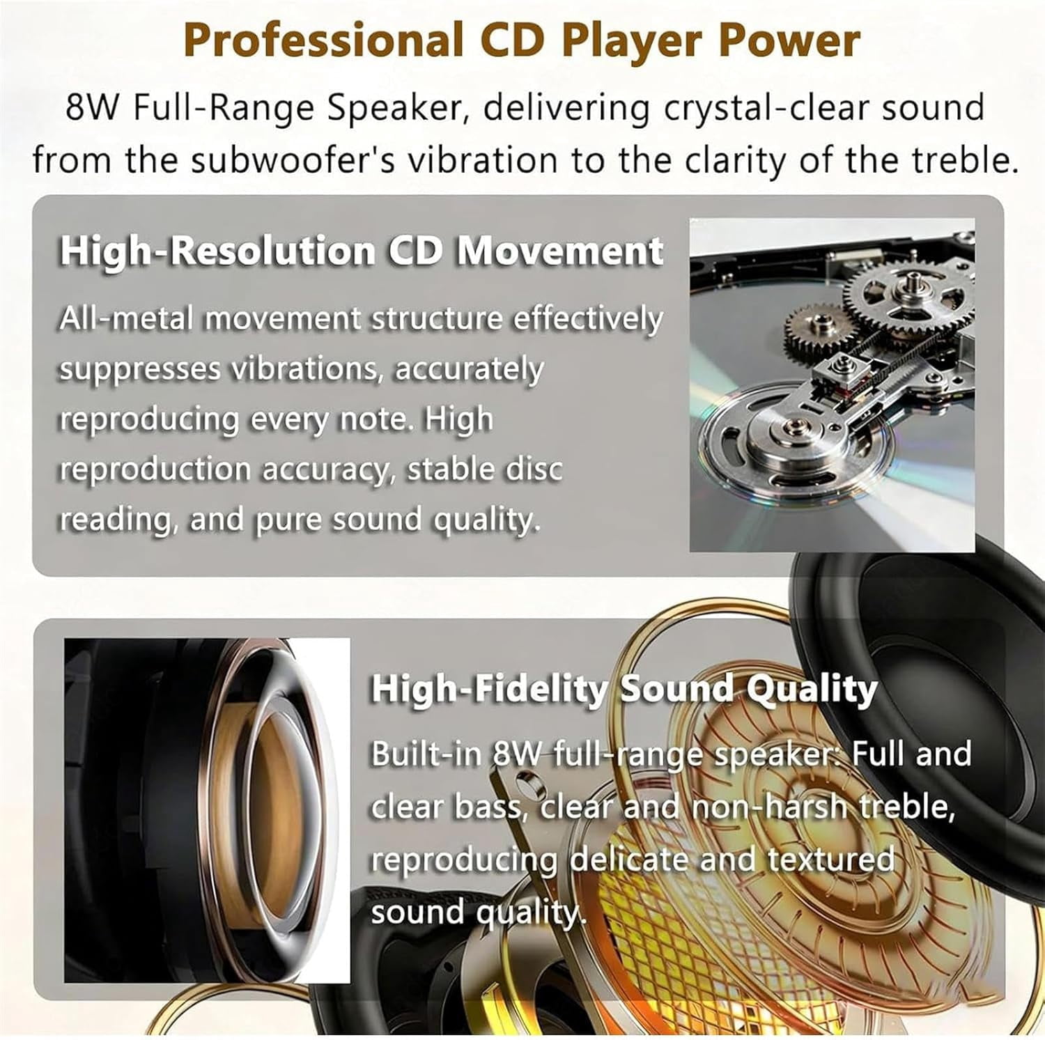 Wall Mountable CD Player, Music Frame Cd Player, Include CD, USB, FM, Two-Way Bluetooth 5.1, and AUX Modes, for Home/Corridor/Office/Wall Decor,Silver
