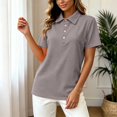 thumbnail image 4 of vigerkar Womens Polo Shirts Short Sleeve Quick Dry Collared Shirts Business Casual Work Tops Athletic Tennis Golf Shirt (Grey, L), 4 of 7