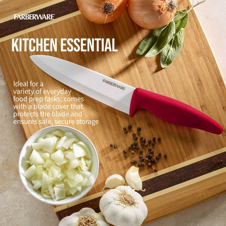 Farberware Professional 6-inch Ceramic Kitchen Chef Knife in Red 
