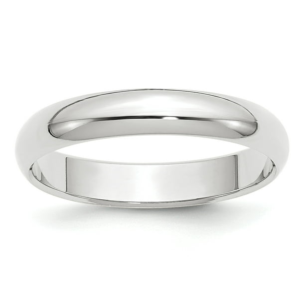 14k White Gold 4mm Half Round Wedding Band Ring Size 10 Man Classic Domed  For Dad Mens For Him
