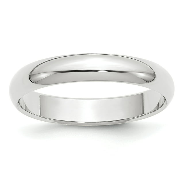 14k Or Blanc 4mm Demi-Rond Bague de Mariage Taille 11.5 Homme Classique Dôme pour Papa Mens pour Lui