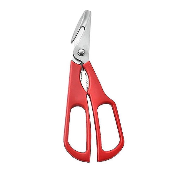 Tijeras de acero inoxidable para mariscos, langostas, camarones, cangrejos y peladores (1 pieza, rojo)