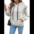 thumbnail image 1 of Sudadera con Capucha de Dos Piezas para Mujer, Informal, Versátil, de Larga, para Uso Diario, con Ribete de Color Contrastante Gris L, 1 of 10