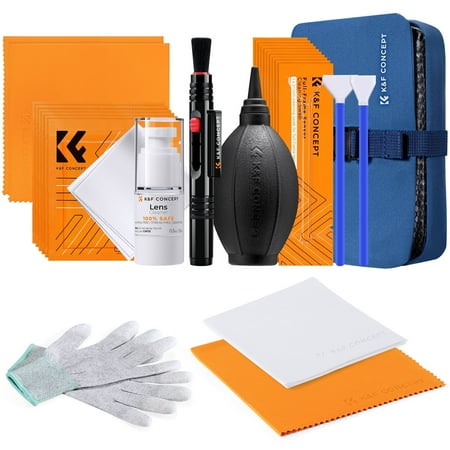 K&F Concept Professional Lens Cleaning Kit for DSLR & Mirrorless Cameras with APS-C/Full-Frame Sensor Cleaning Swabs/Lens Cleaner/Gloves/Camera Blower/Lens Pen Brush/Microfiber Cloths/Carrying Case K&F Concept Professional Lens Cleaning Kit for DSLR & Mirrorless Cameras with APS-C/Full-Frame Sensor Cleaning Swabs/Lens Cleaner/Gloves/Camera Blower/Lens Pen Brush/Microfiber Cloths/Carrying Case