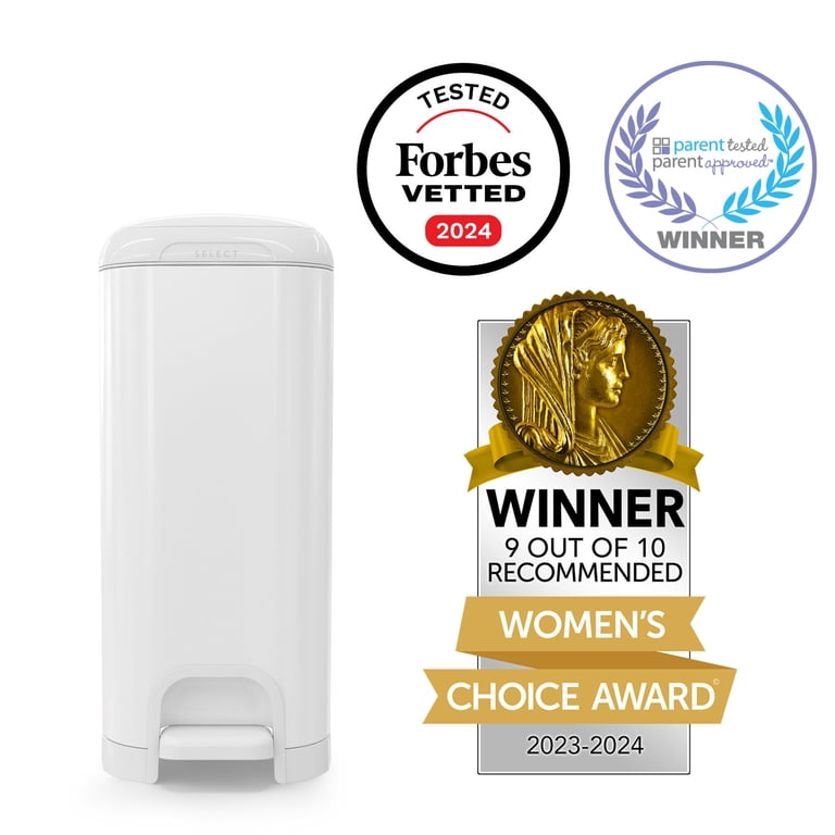 Diaper Genie Platinum Pail (Stone Grey) is Made in Durable Stainless
