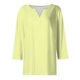 thumbnail image 6 of Women's Top Solid Color Button-Up 3/4 Sleeve Casual Commuting Long Sleeve Shirt | Yubnlvae | Women's Solid Color Button up Top with Three Quarter Sleeves for (Beige | M), 6 of 7