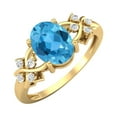 thumbnail image 2 of 925 Silver Gold Vermeil 8X6 MM Oval Shape Swiss Blue Topaz Women Valentines Day Gifts Ring, 2 of 4