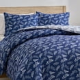 thumbnail image 6 of Virtu Comforter Sets, All Season Lightweight Botanical Full Size Comforter Sets, 3-Pc Bedding Sets, Majestic Blue/Cloud Stone, 6 of 8