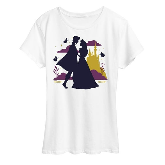 Disney Princess - Sleeping Beauty Aurora And Prince Philip Silhouettes - Women's Short Sleeve Graphic T-Shirt