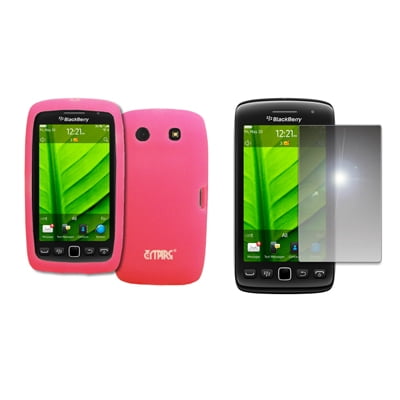 9850 Screen Protectors EMPIRE Pink Silicone Skin Case Cover + Mirror Screen Protector for BlackBerry Torch 9850 ()