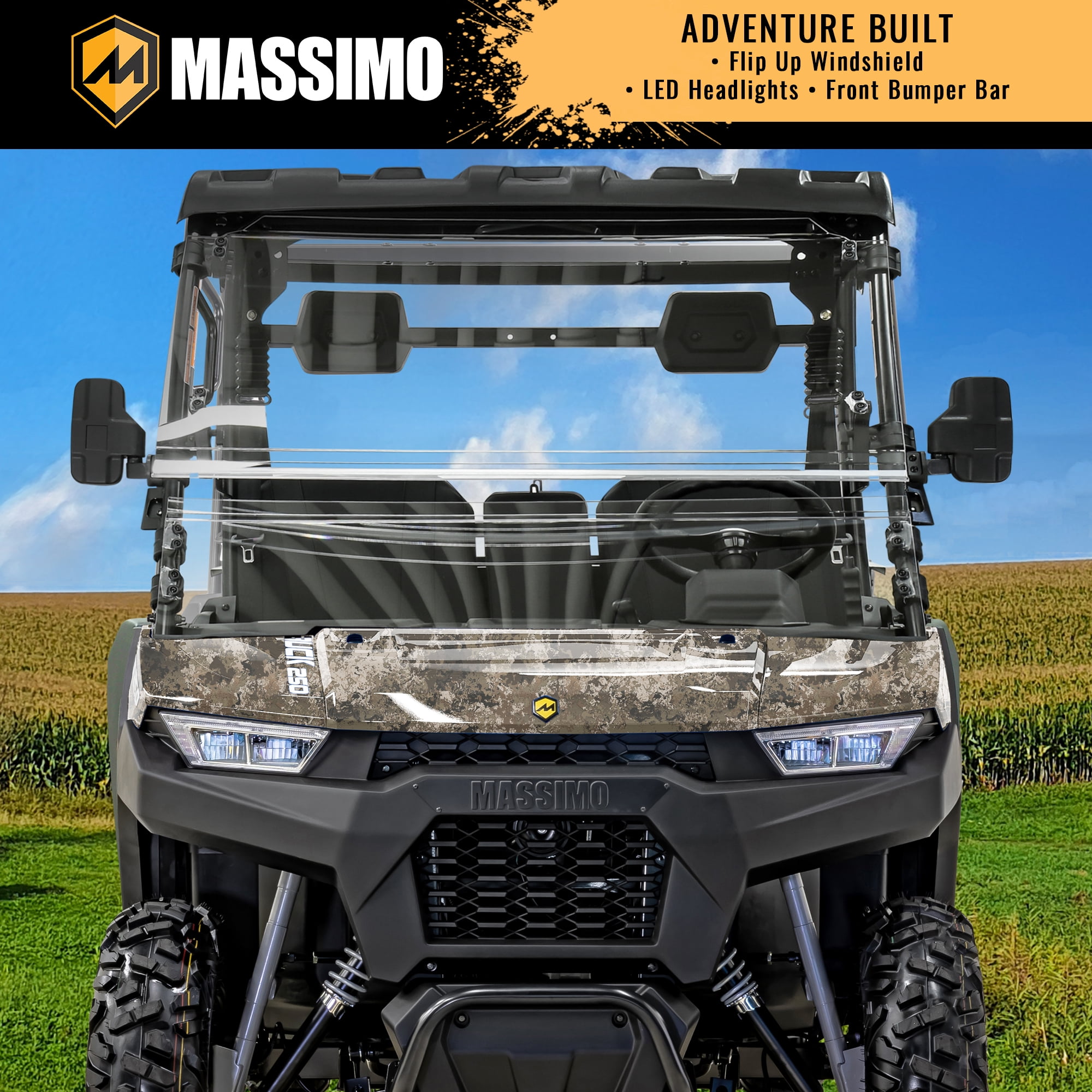 Massimo Buck 250 Side by Side UTV 12hp, 177cc, 6.5 cf. Dumping Cargo Bed - Camo