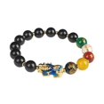 thumbnail image 3 of Nuevo Pulsera de cuentas de Pixiu de oro y arena de cobre, pulsera de piedra obsidiana, pulsera, 3 of 6
