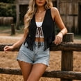 thumbnail image 3 of cocolona Boho Vest for Women Suede Fringe Sleeveless V Neck Jacket Casual Vacation Trendy Outfits, 3 of 5