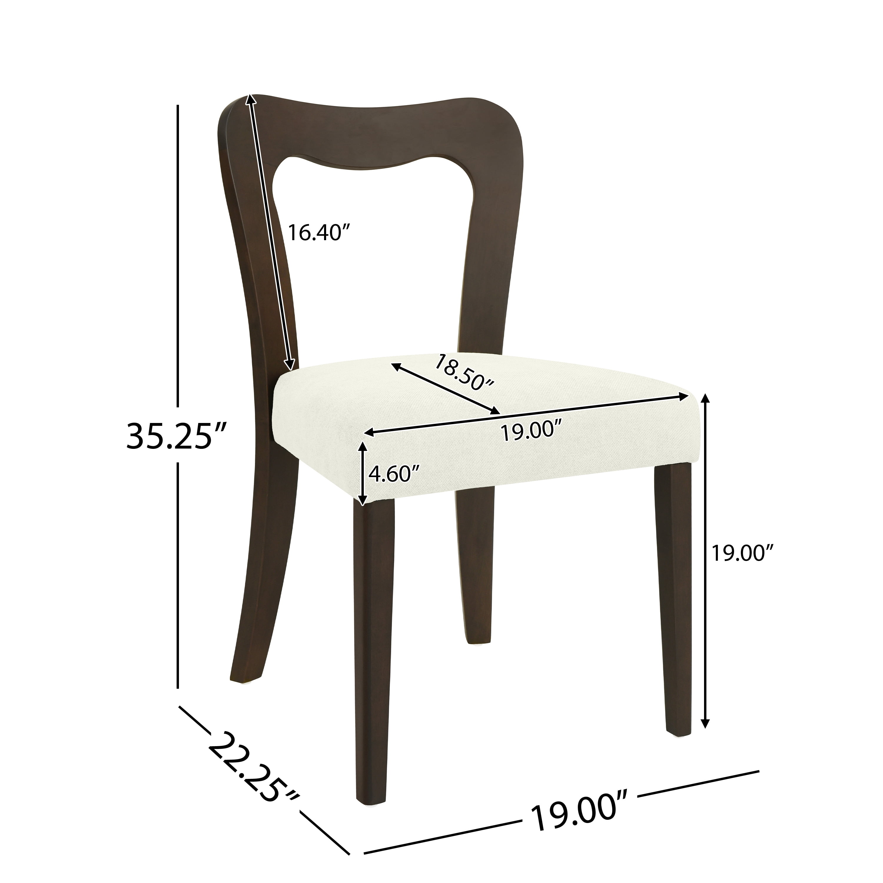Euroco Mid-Century Dining Chairs Set of 2, Upholstered Kitchen Side Chairs Accent Chairs with Wooden Legs for Living Room,Beige & Dark Brown