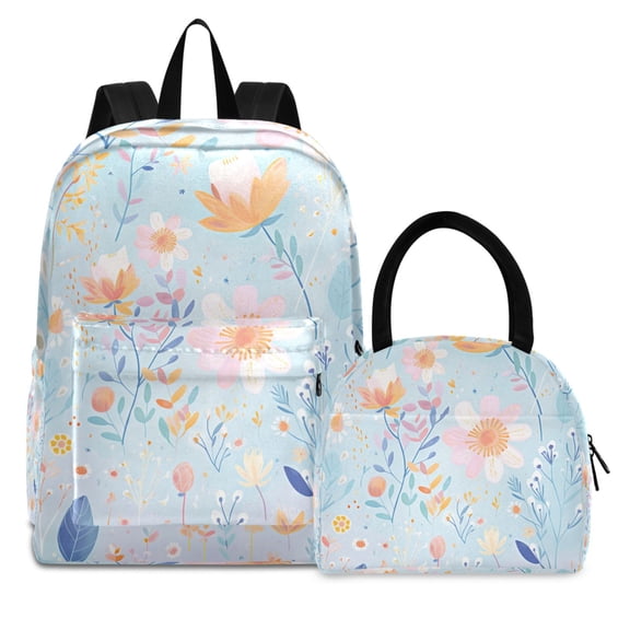 ALAZA Backpack Set Daisy Floral Elementary School Bags Student BookBag with Lunch Bag