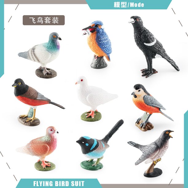 Birds Animal Models Repalica Kingfisher Magpie Pigeon Cuckoo Malurus Splendens Chickadee Toy Figures Birds Kids Gift DecorationH He Qiyong unisex